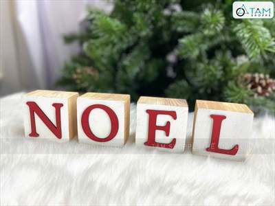 Bộ chữ NOEL xí ngầu vuông [Bằng gỗ - Dày] CHU-GO-17